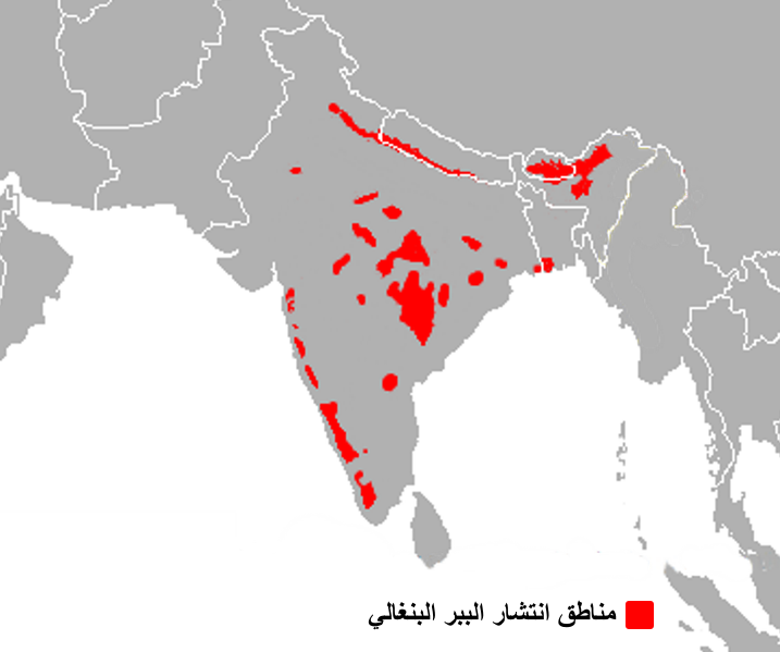 Distribution of Bengal tigers